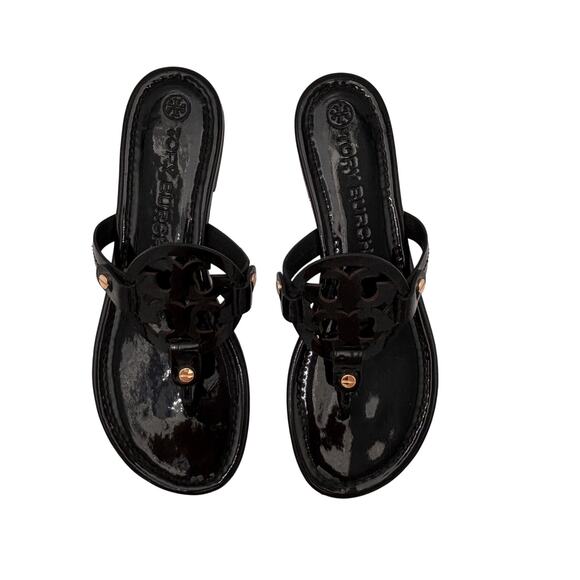 Tory Burch Miller Black Patent Sandals Size 8.5 - Picture 2 of 7
